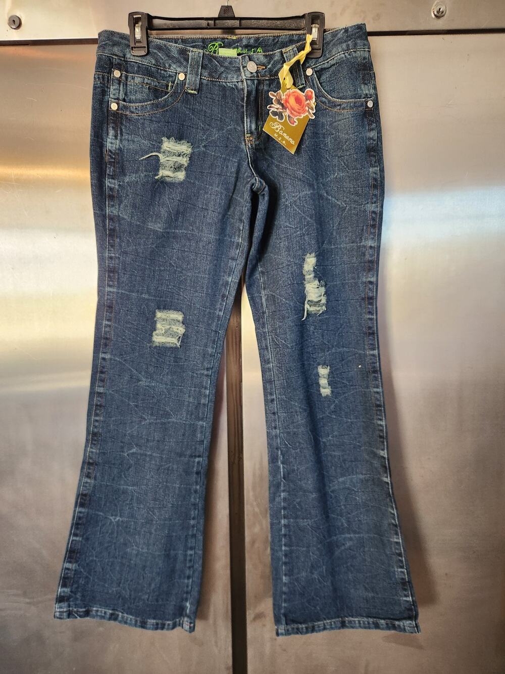 Banana USA Juniors Flare Jeans Size 11 | Y2K Distressed Flap Pockets